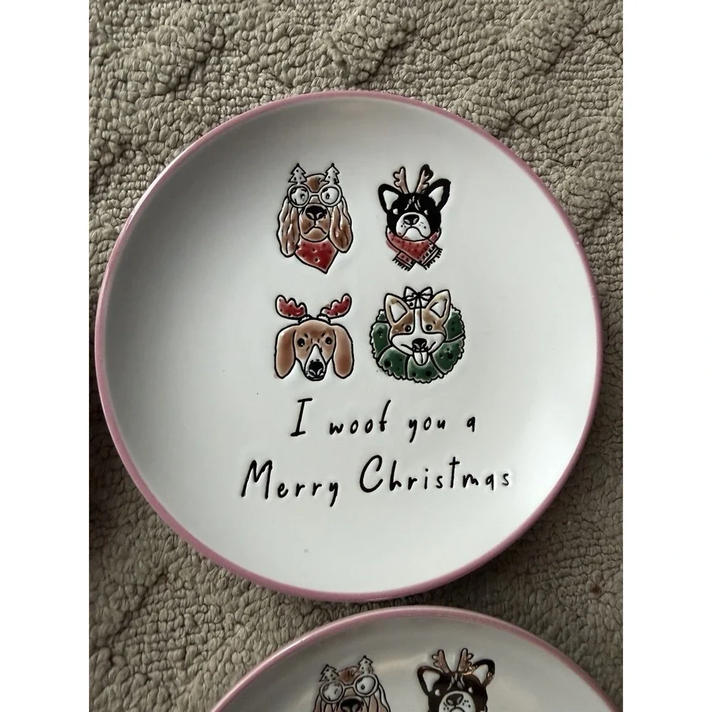 4 I WOOF YOU A MERRY CHRISTMAS Appetizer Plates 6